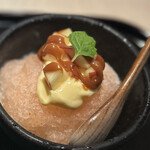 鳥焼き 小花 - かき氷、りんごソース・カスタード・りんご・キャラメン