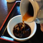 和さび - そば汁[3口目だけ,これに付けました]⭐が塩で全部たべる方が甘味を感じれましたょ( *´艸｀)