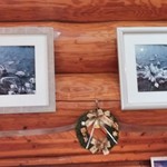 和牛レストラン ログハウス びび - 壁に野鳥の写真＆クリスマスリース