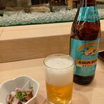 鮨ひのき - キリンビール晴れ風、つきだし
