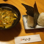 かもん亭 - ツガニ汁　おにぎり