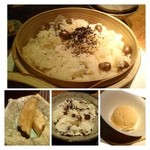 大どころ - むかごご飯・いぶりがっこ・つまんでご卵を使用したキャラメルアイス。