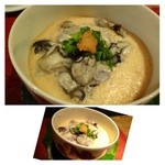 大どころ - 群馬の山芋とイロハ島の牡蠣の茶碗蒸し・・山芋がベースの茶碗蒸しは初めてですが、滑らかな食感で美味しい。