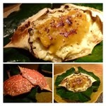 大どころ - 志賀島のワタリガニ・・蟹の身が甘いですよ。砂糖とお酒・黄身でのばした「味噌」もいいお味です。
      丁寧に身をほぐしてあるので食べやすいですね。