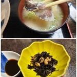 民宿 大島 - 鯛のアラ汁と小鉢