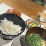 板前焼とり 成海 - 成海米と御味噌汁と無農薬卵