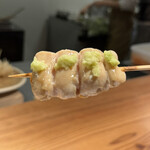 板前焼とり 成海 - 古処鶏笹身/昆布/葵（甘木）