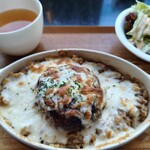 手焼きコーヒーの店 新湖月 - ハンバーグドリア1,100円(セット価格、税込み)