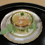 鱈の白子と海老のジュレがけ