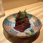 大衆酒場 たに - 和牛ハツ漬け。美味し。