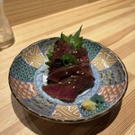 大衆酒場 たに - 和牛ハツ漬け。美味し。