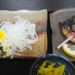 「越前さわら定食」の　ダブルさわら（たたき＆西京焼）です。