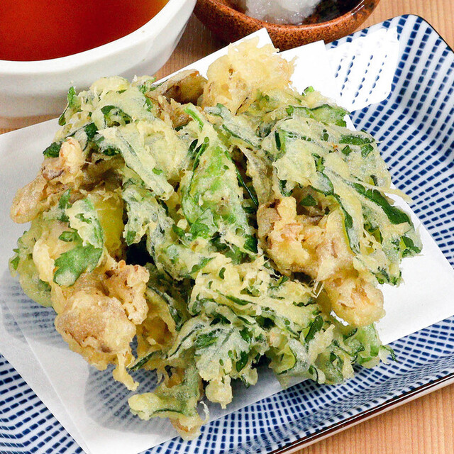 春菊ときのこのかき揚げ