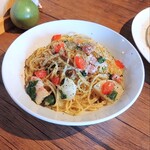 農cafe baikamo - 青唐辛子とベーコンのペペロンチーノ