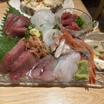 東京夜市 - 刺身5点盛り→無茶苦茶サービスいいじゃん(ﾟдﾟ)ｳﾏｰ