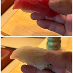 鶴亀寿司 - 赤身鮪と平目