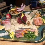 離亭 三ぶん - 刺盛り、醤油を使うのは鯵だけ！