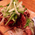 並木橋なかむら - せせりと葱の梅肉ソースがけ