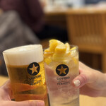 和っ家 - 生ビールandレモンカチカチごろっとサワー