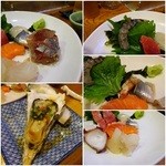 おまかせにぎりと刺身(少量)￥3400②