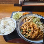 どんきゅう - 料理写真:桜えびかき揚げうどん(温)(820円)+おかずセットC(350円)