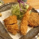 勝蔵 - 左からヒレカツ、エビフライ、メンチカツ