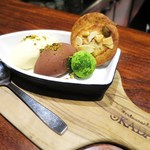 Restaurant OKADA - オカダ風　チョコレートデザート３種盛り（アイス・白チョコムース・抹茶トリュフ）