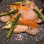 ふじかけ - 海老とアスパラガスの塩麴炒め