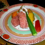 游水亭 いさごや - 山形牛　陶板焼きで食べる　　柔らかさが抜群