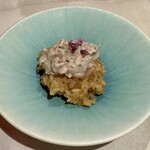 田中圭英 - 天草のカワハギの肝と酢橘の共和え