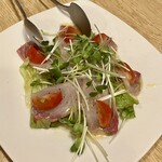 釜めし えび三 - カンパチのカルパッチョ900円