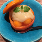 日本料理 とくを - 柿と栗ソースのデザート 2014.11