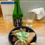 麺屋 Smile - 冷酒越後の辛口とぶためしの台抜き