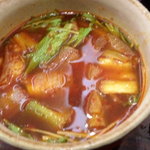 北海道蕎麦 はるや - 牛つけそばの韓国風つけ汁
