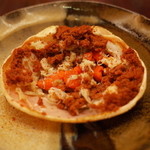 銀座 小十 - 蒸しセコ蟹（セイコ蟹・香箱蟹）食べかけ