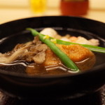 銀座 小十 - お椀 伊勢海老 舞茸 揚げ蓮根餅