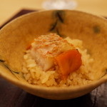 銀座 小十 - お食事 甘鯛と炙った自家製からすみの土鍋炊きご飯