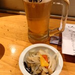 鮮魚・お食事処 山正 - お通し（アジの南蛮漬け）とハートランド