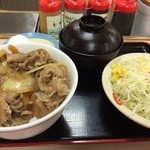 松屋 - プレミアム牛めし並、生野菜セット