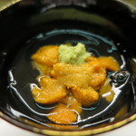 八寸 - 雲子豆腐、岩のりと雲丹を乗せてアップ