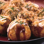 Takoyaki with large octopus (served on iron plate)