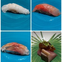 鮨 urag - ⤴︎︎・煽りいか・金目鯛  ⤵・アジ・ハガツオの特製玉ねぎ&おろし醤油掛け