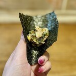 焼貝うぐいす - 海苔に巻いていただきます(∩❛ڡ❛∩)