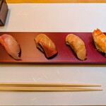 SUSHI BANYA KAI - 鮨 金目昆布〆 寒鰤 炙りのどぐろ 酔いどれ車海老
