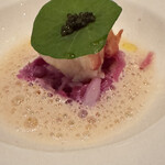 オザミトーキョー - カナダ産オマール海老のサラダ　りんごとカリフラワーの温かいクレームカプチーノーオマール海老がぷりぷり