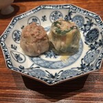 廣澤 - 玉葱と豚の焼売、蛤・車海老春菊の海鮮焼売