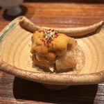 廣澤 - 帆立湯葉揚げ、雲丹、乾燥梅、わさび