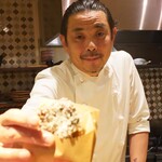 イタリア料理 今井 - 蝦夷鮑のフリットと大将