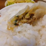 翠葉 - 具がみっちりで肉汁もたまに。いいなあ、旨いなあ....ペロッといけてしまい、ご飯が余りそうじゃん。てなわけで