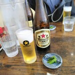 雪ぐに - 瓶ビール650円（税込）×２野沢菜付き♬